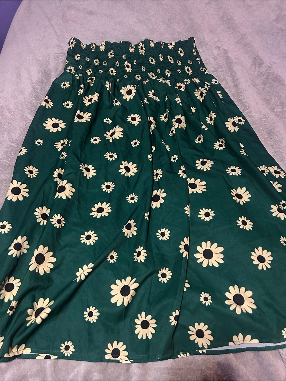 SHEIN curve green sunflower strapless dress